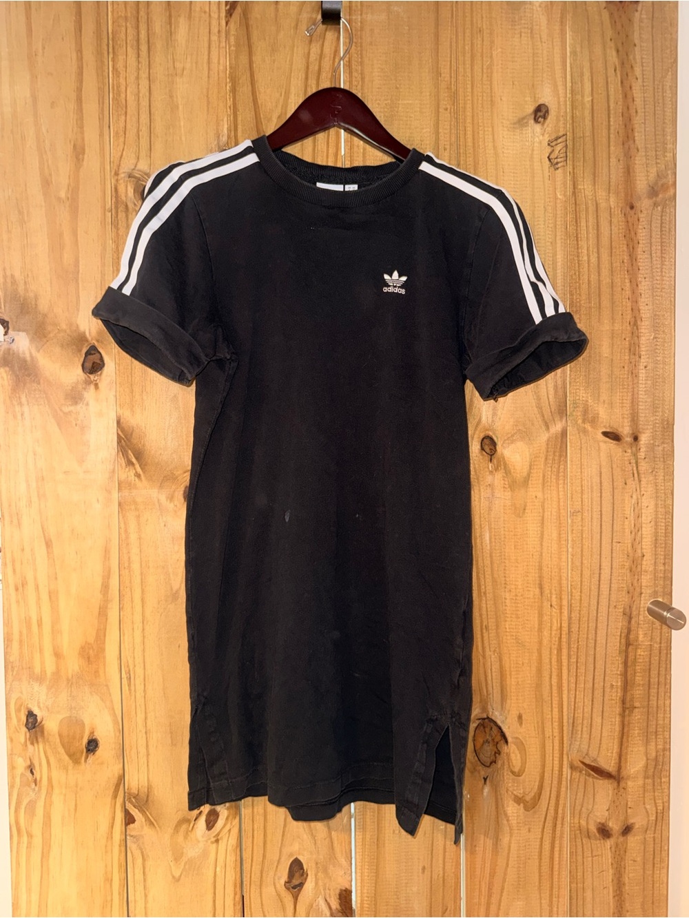 Adidas Black Trefoil Tee dress with Shoulder Stripes